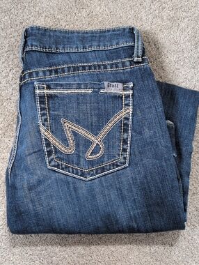 Cruel Girl Dark Blue Boot Cut Jeans with Contrast Stitching
